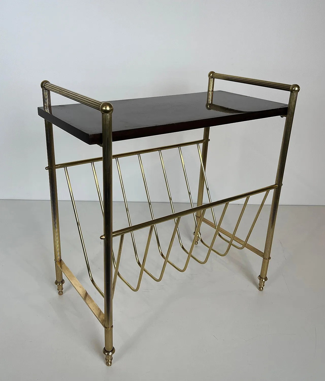 Mahogany and brass magazine rack by Maison Jansen, 1940s 16