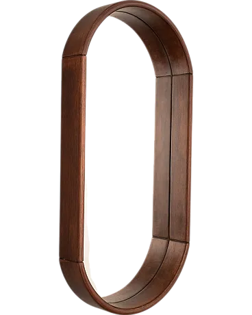 Oval wall mirror in wood, 1970s