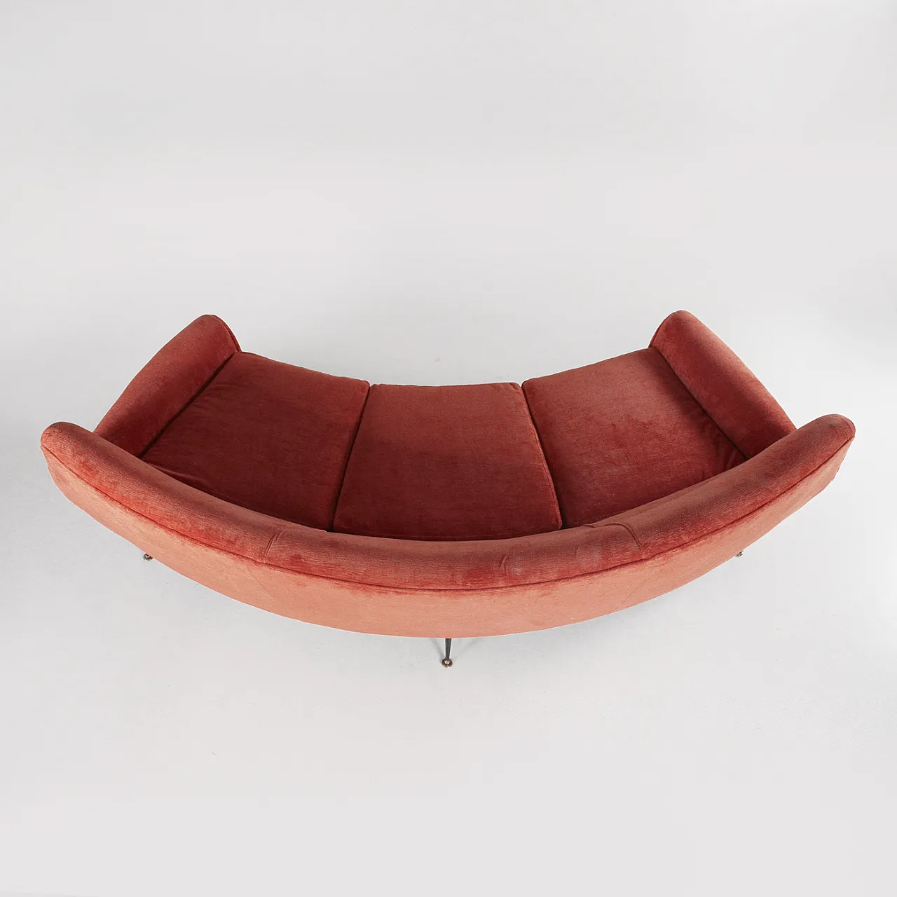 Terracotta velvet sofa in the style of Gigi Radice, 1960s 6