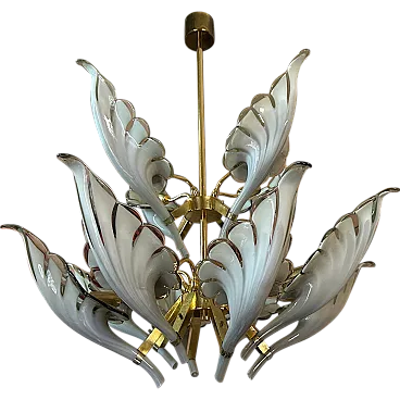 Brass and Murano glass chandelier by Franco Luce, 1970s