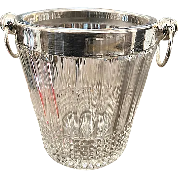 French wine cooler in silver and crystal, 1970s