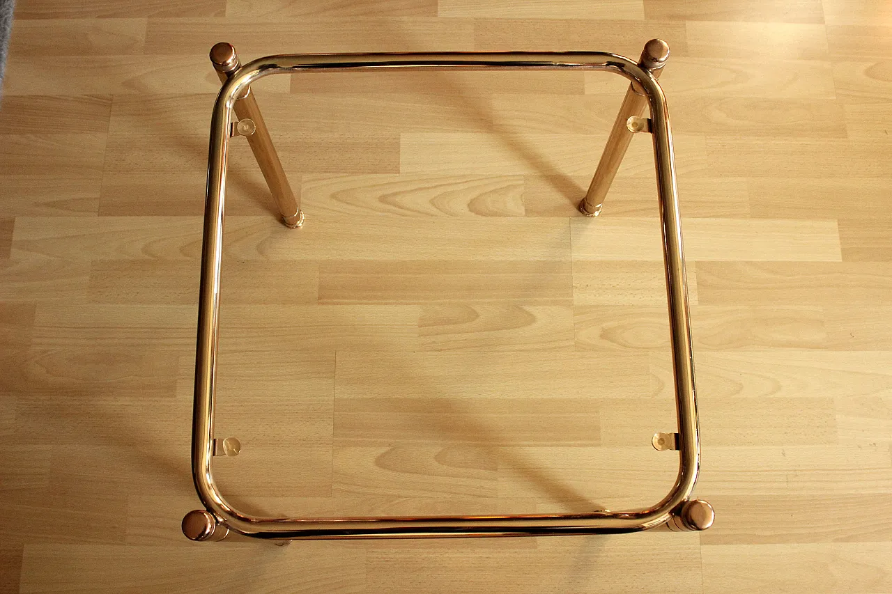 Space Age brass side table with smoked glass plate, 70s 8