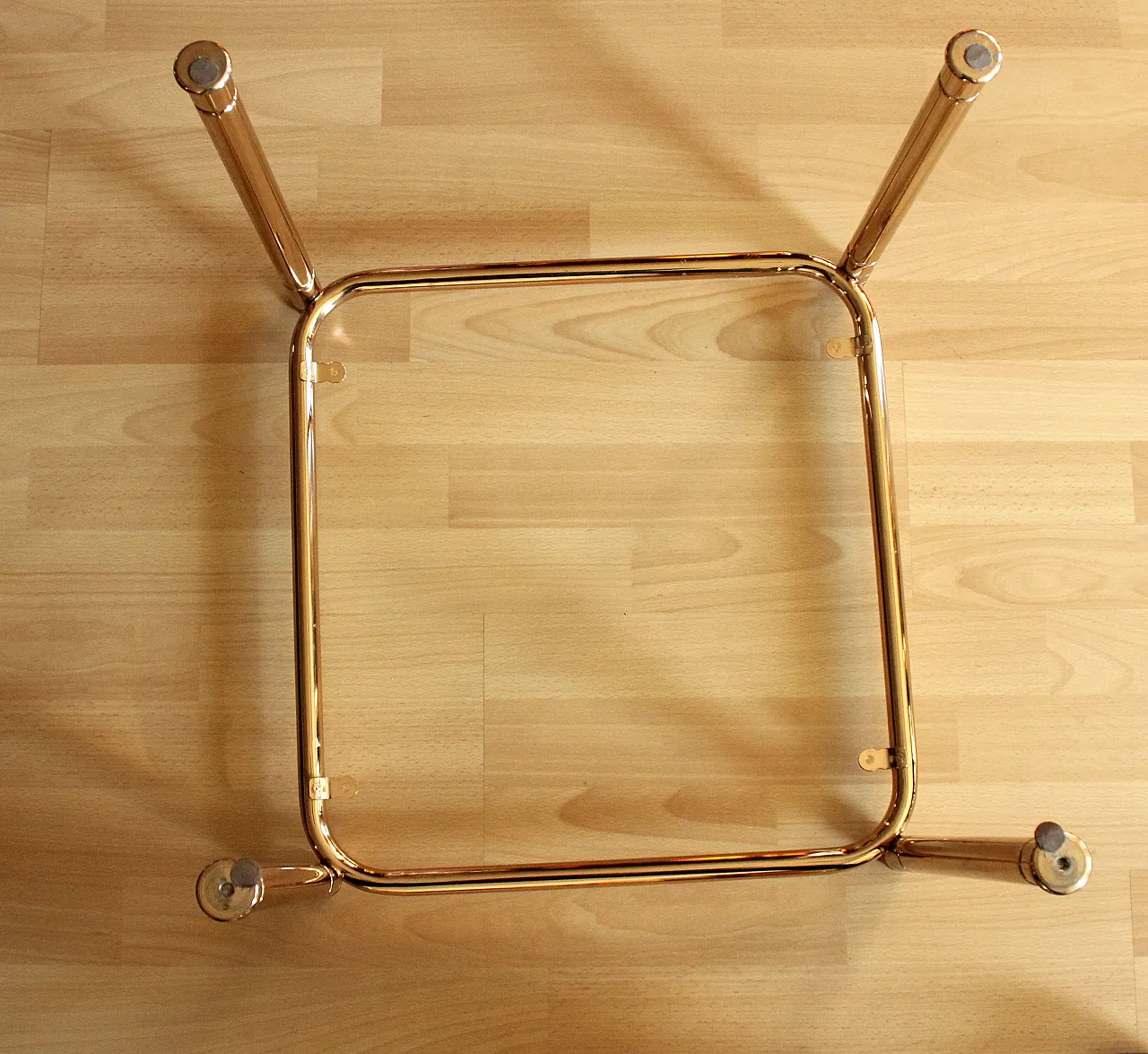 Space Age brass side table with smoked glass plate, 70s 9