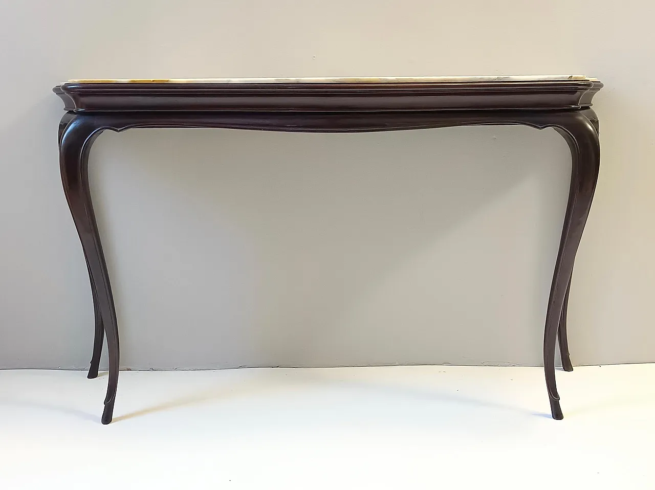 Ebonized Beech Console by Osvaldo Borsani with marble top, 1960s 4