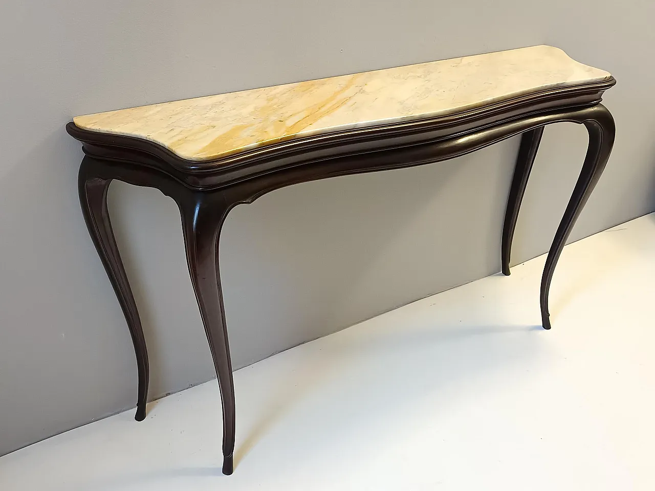 Ebonized Beech Console by Osvaldo Borsani with marble top, 1960s 5