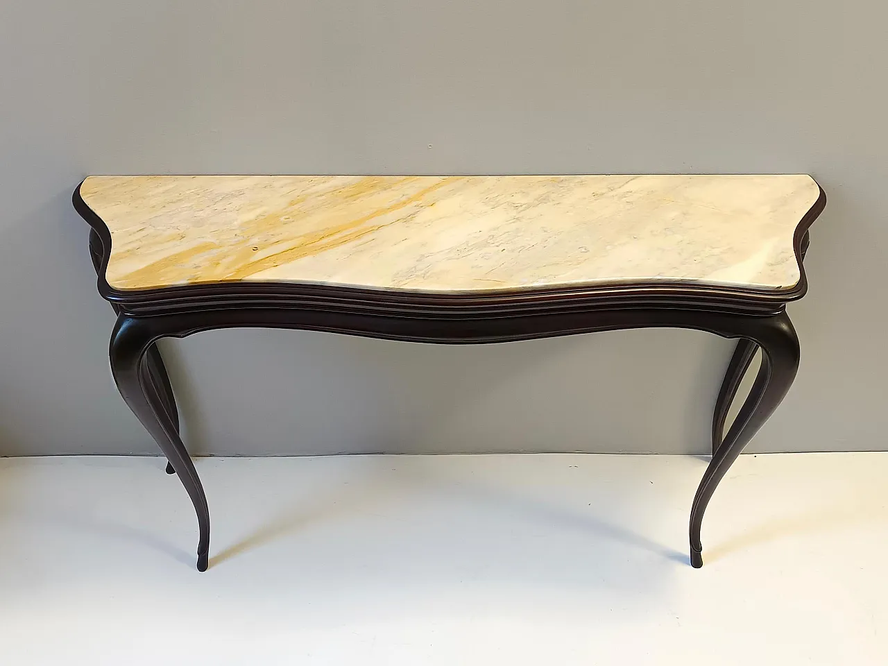 Ebonized Beech Console by Osvaldo Borsani with marble top, 1960s 7