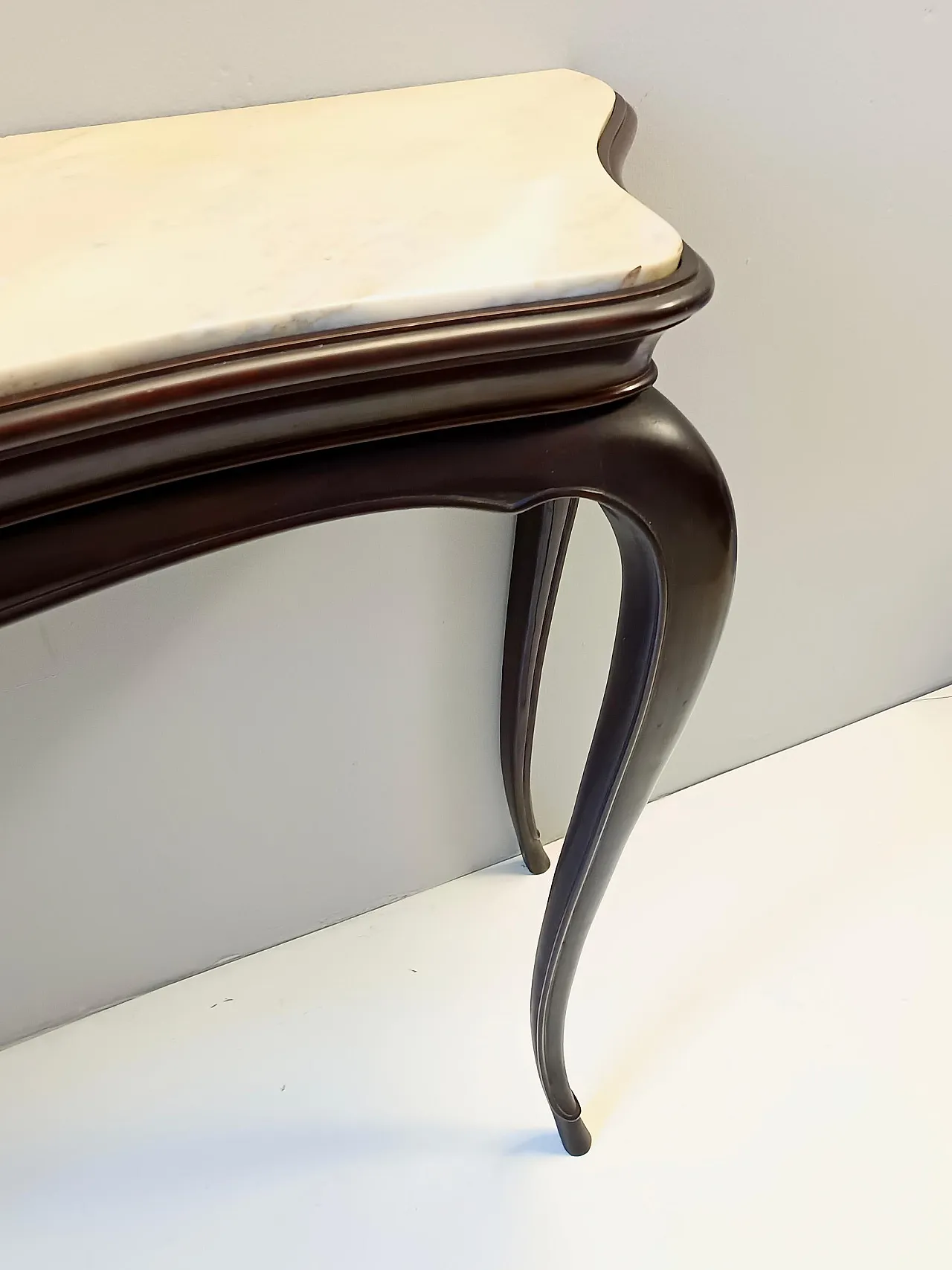 Ebonized Beech Console by Osvaldo Borsani with marble top, 1960s 10