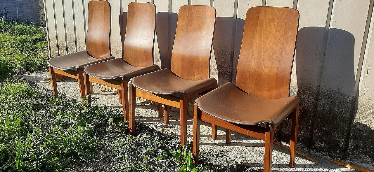 4 Fiorenza designer chairs Tito Agnoli for Molteni, 70s 1