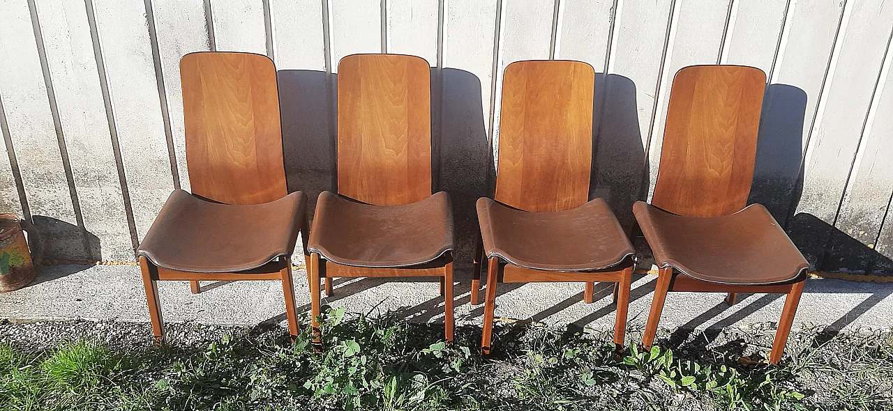 4 Fiorenza designer chairs Tito Agnoli for Molteni, 70s 2