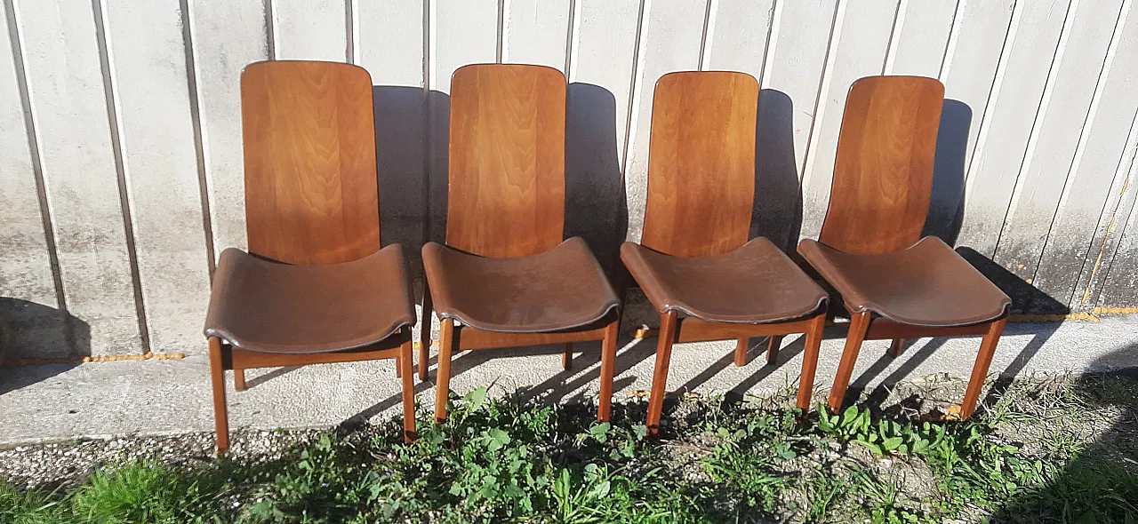 4 Fiorenza designer chairs Tito Agnoli for Molteni, 70s 4