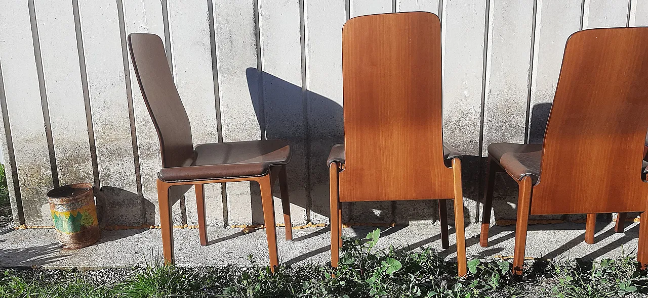 4 Fiorenza designer chairs Tito Agnoli for Molteni, 70s 5