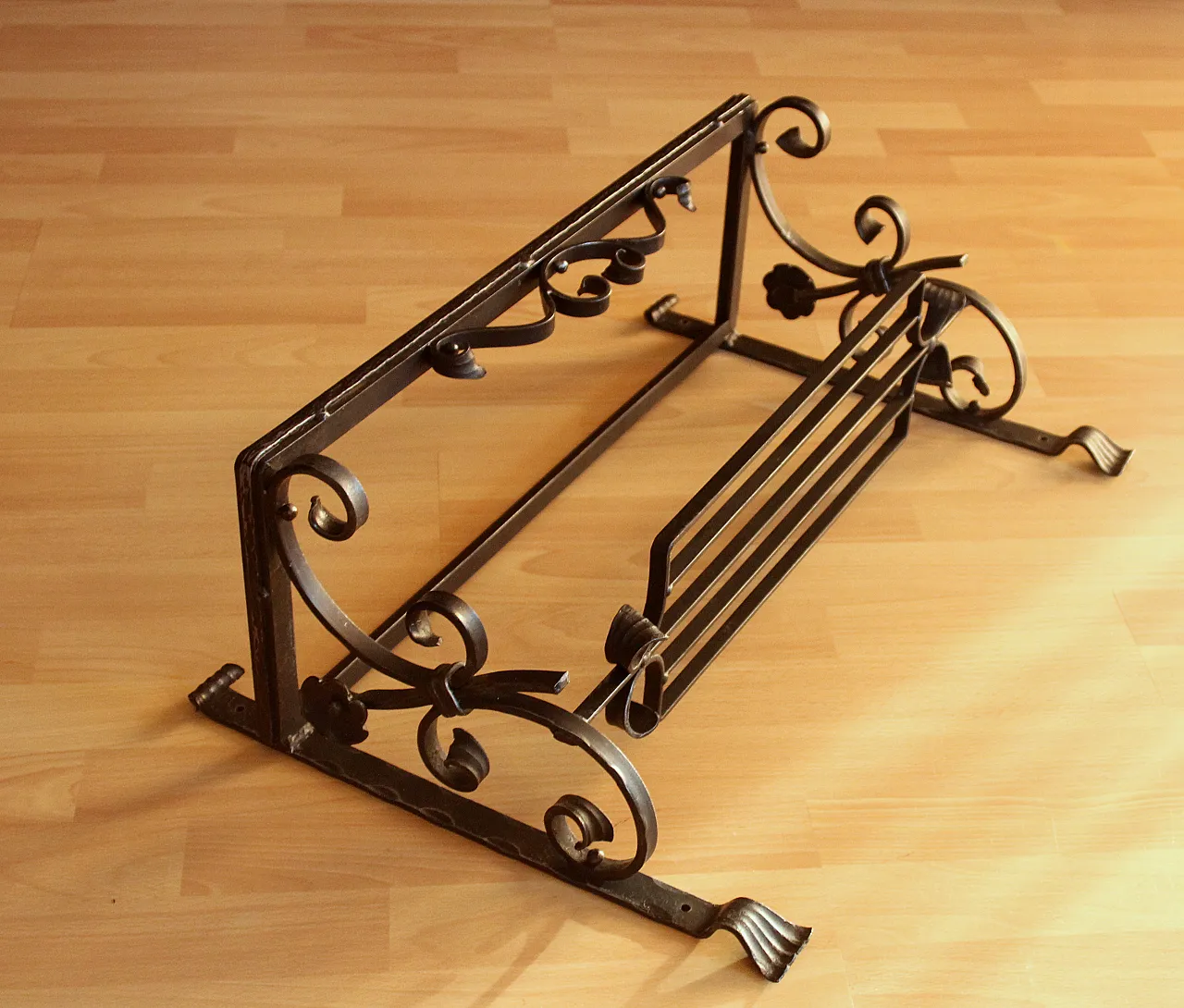 Handmade wrought iron wall mounted coat rack, 50s 1