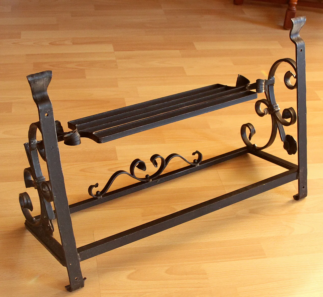 Handmade wrought iron wall mounted coat rack, 50s 2