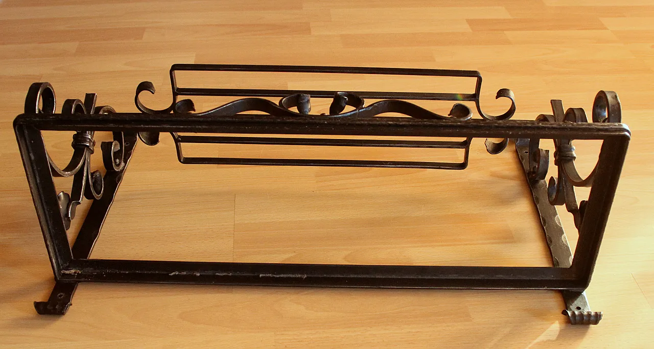 Handmade wrought iron wall mounted coat rack, 50s 5