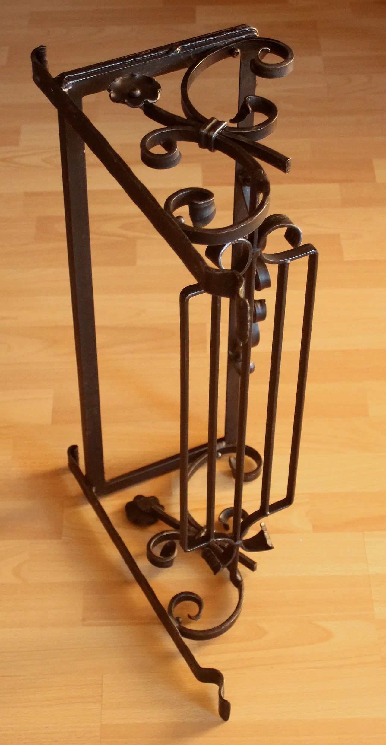 Handmade wrought iron wall mounted coat rack, 50s 7