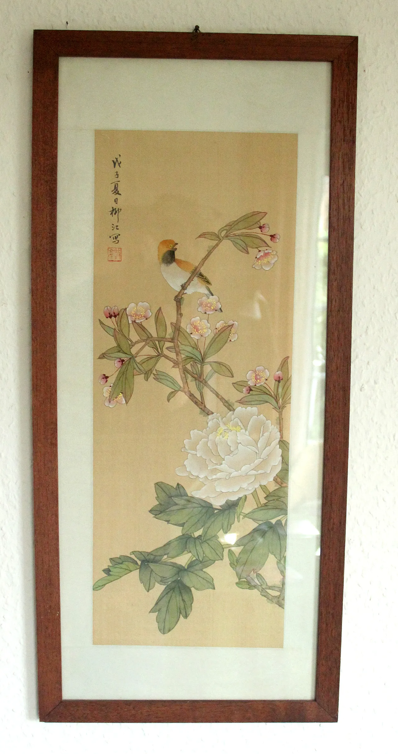 Handpainted japanese wall painting, 70s 1