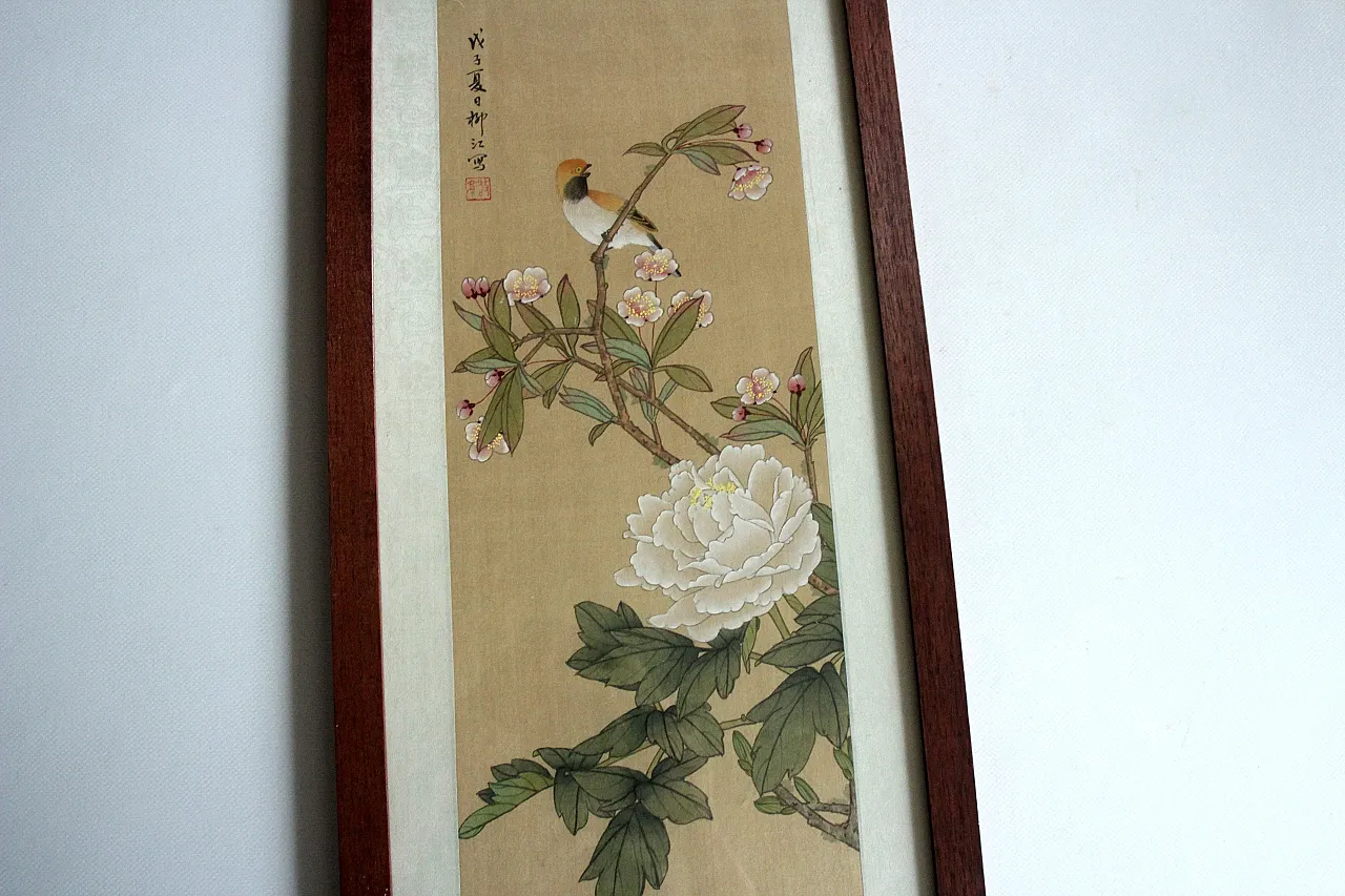 Handpainted japanese wall painting, 70s 4