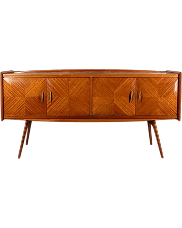 Sideboard in wood and glass, 1950s