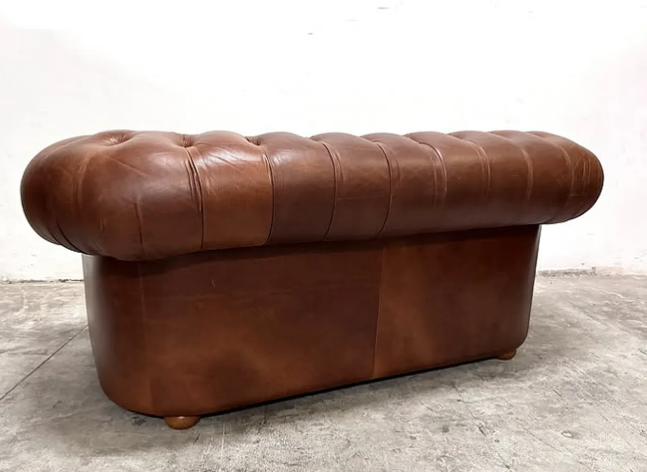 Brown leather Chesterfield sofa, 1980s 10