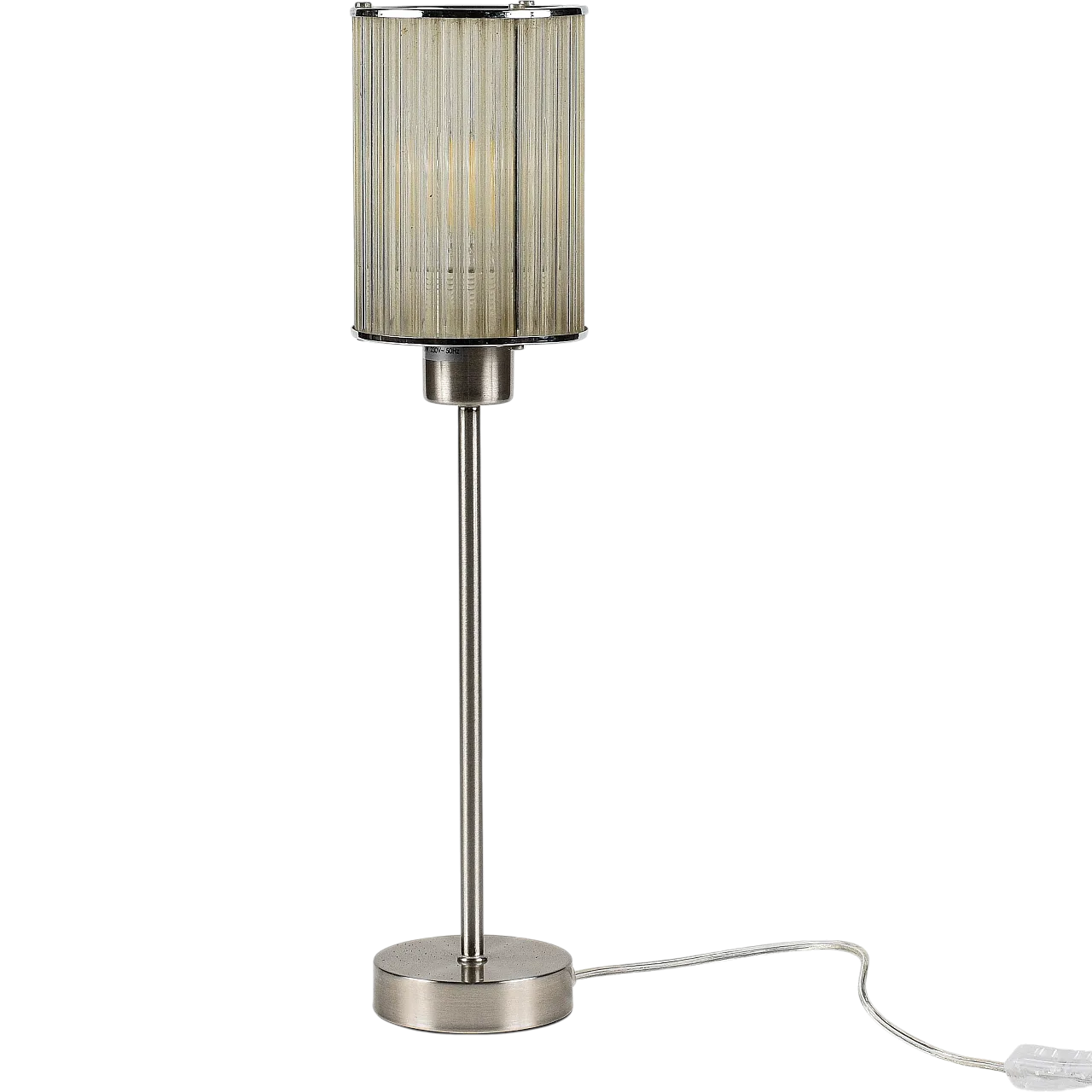 Table lamp with brushed metal base and glass, late 20th century 9