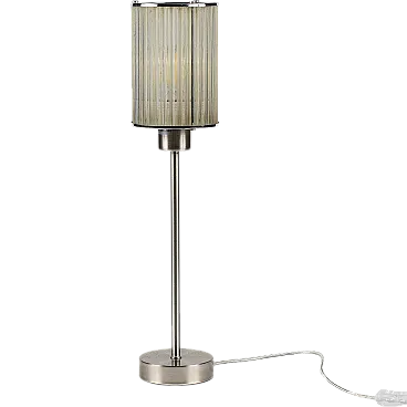 Table lamp with brushed metal base and glass, late 20th century