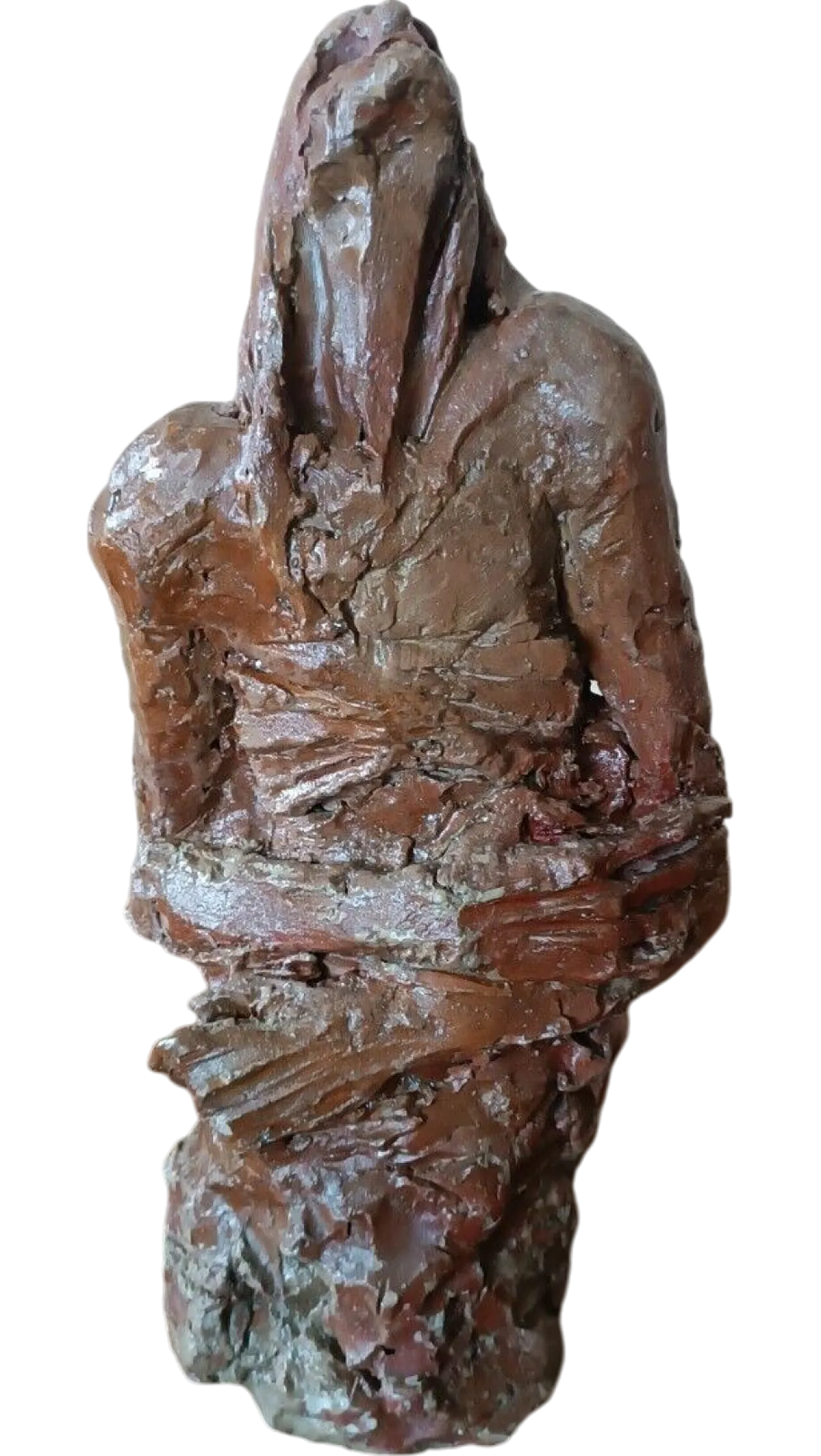 Scultura astratta figura femminile in terra cruda, fine '900 12