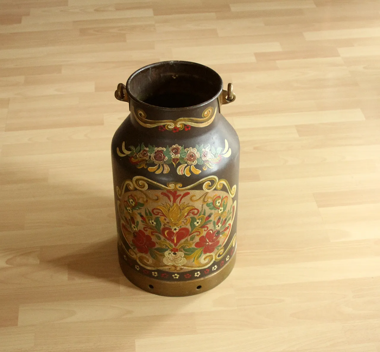 Old german metal milk can umbrella stand, 60s 1