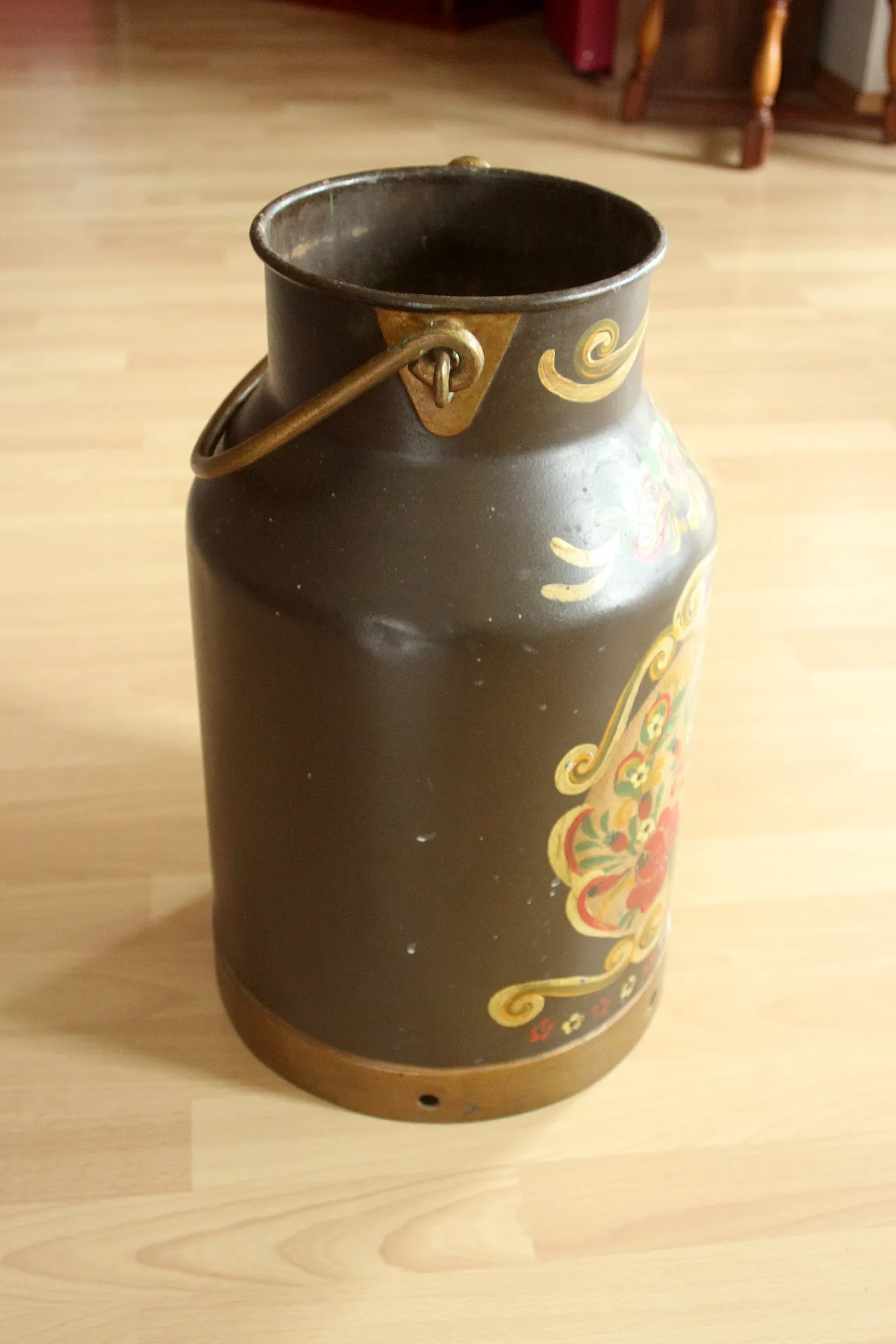 Old german metal milk can umbrella stand, 60s 4