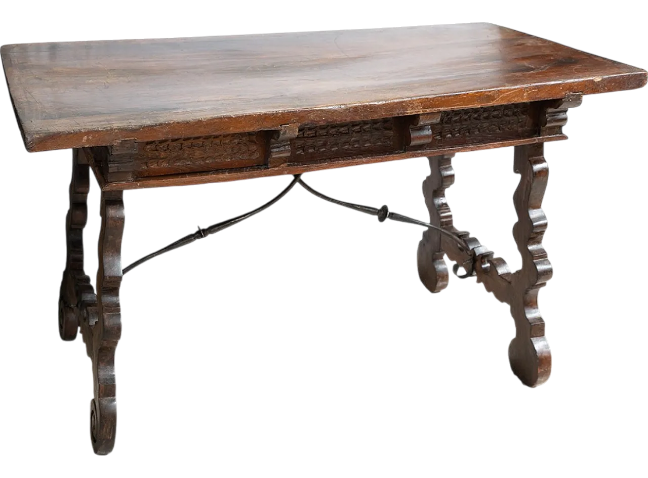 Fratino table in solid walnut, Tuscany, 17th century 7