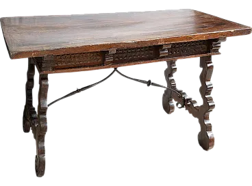 Fratino table in solid walnut, Tuscany, 17th century