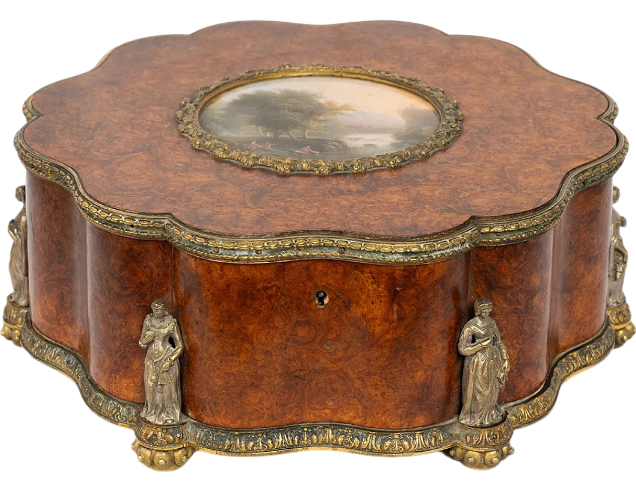 Tuia wood Napoleon III jail box with bronze Neoclasical detail, 19th c 7