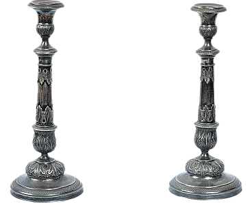 Pair of antique silver Neapolitan candlesticks, beginning 19th century