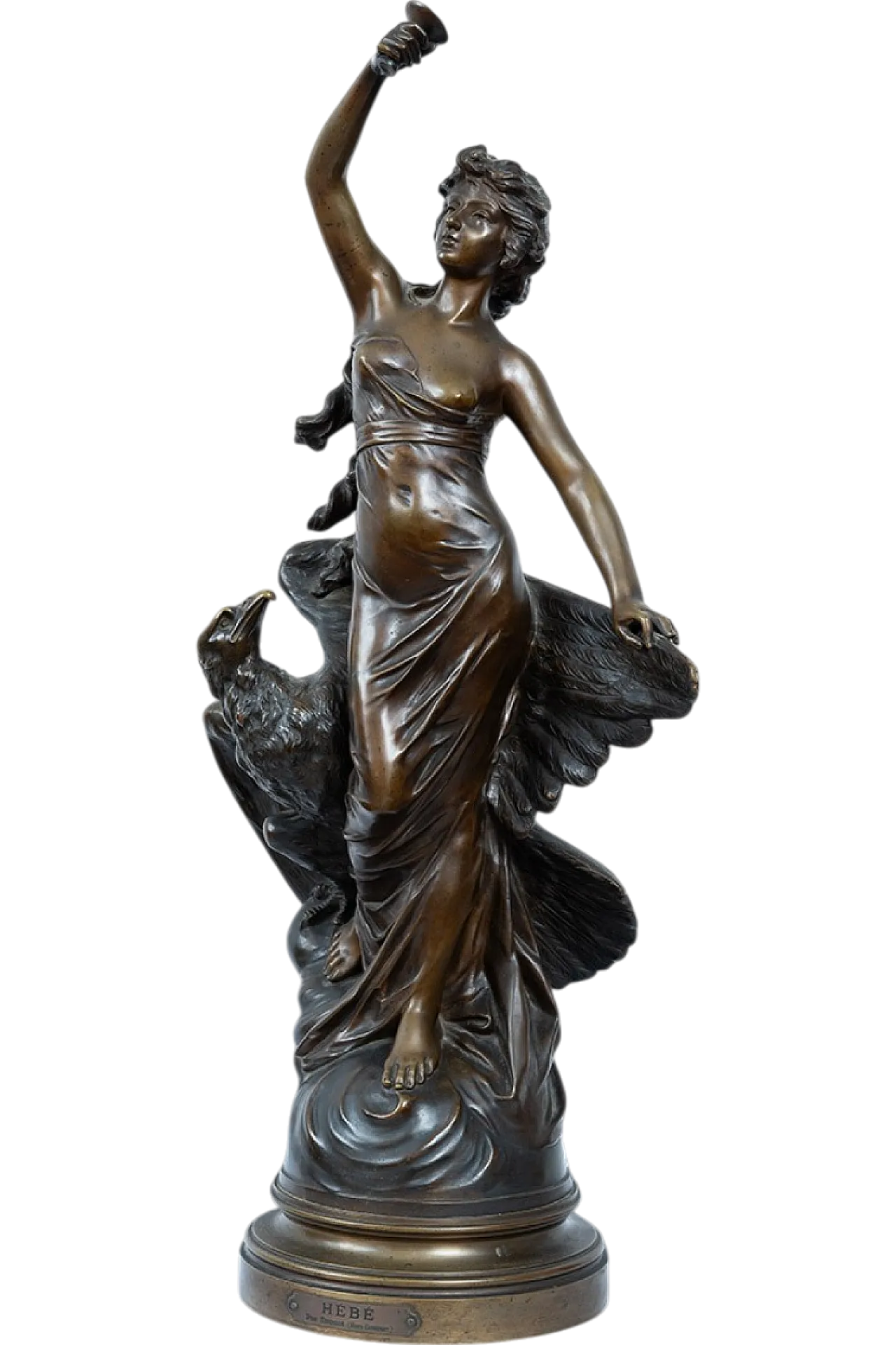 Hebe with the eagle Neoclassical bronze sculpture, 19th century 9