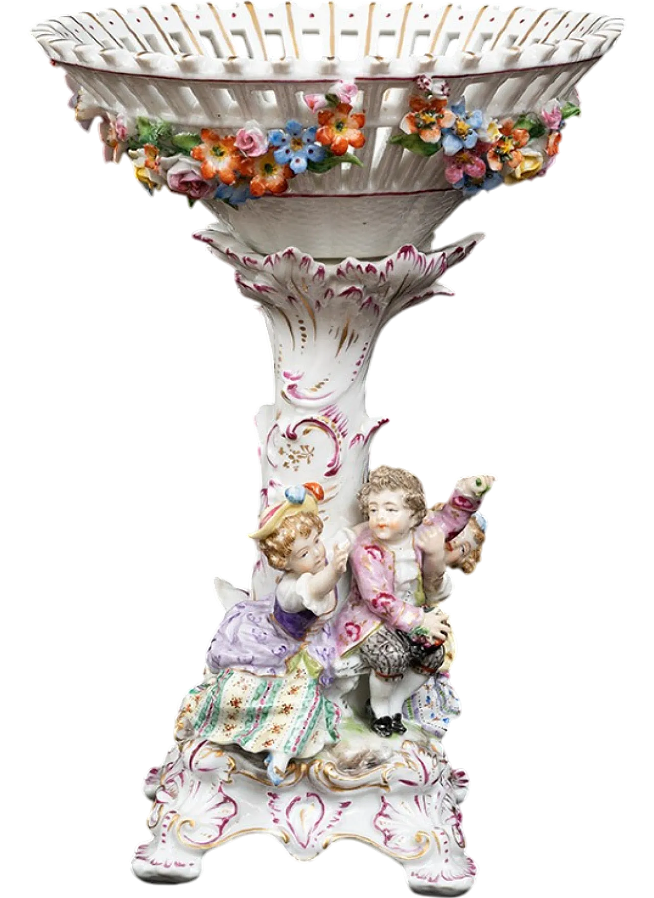 French centerpiece polycromed painted ceramic by Sevres, 20th century 8