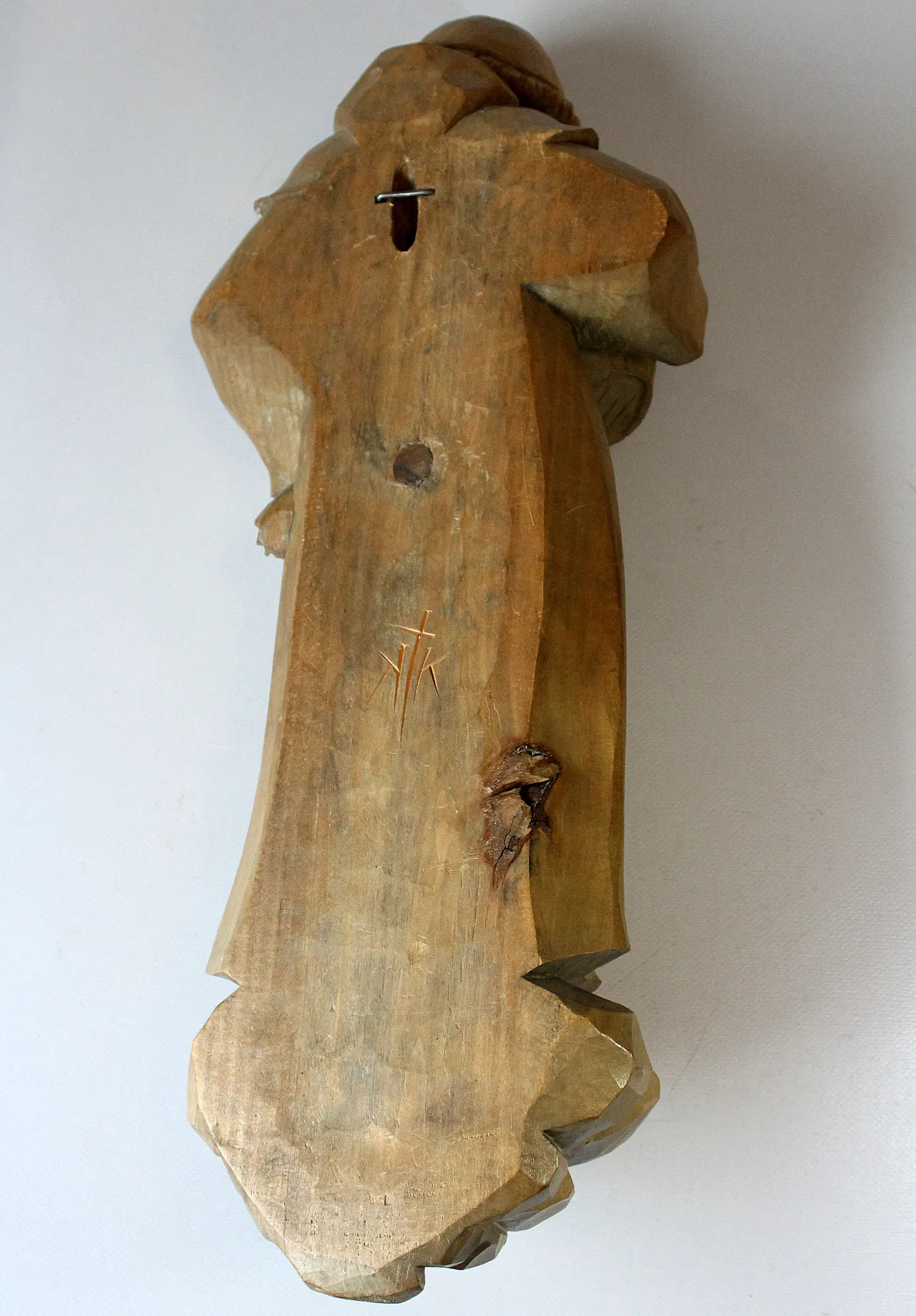 Mid Century wooden German sculpture "Monk with a tankard", 50s 9