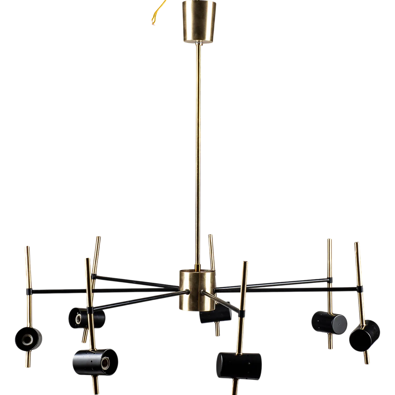 Stilnovo-style metal chandelier, 1960s 9