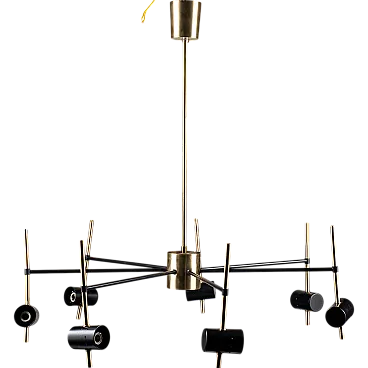 Stilnovo-style metal chandelier, 1960s