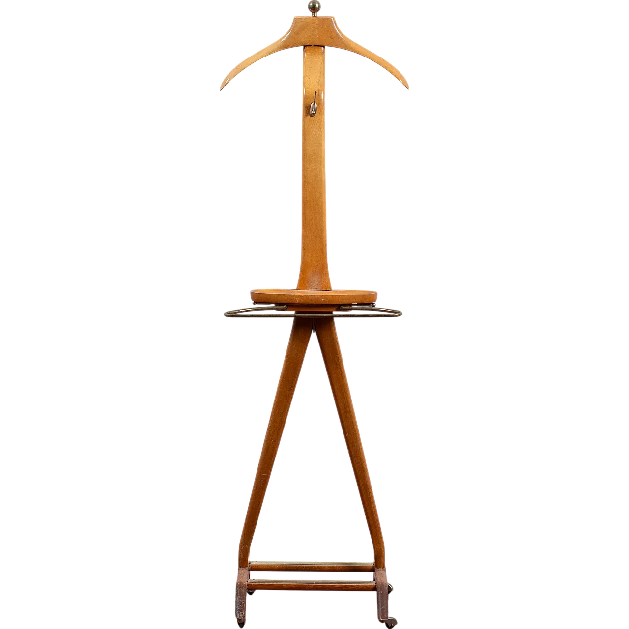 Fratelli Reguitti floor-standing coat stand in light wood, 1960s 9