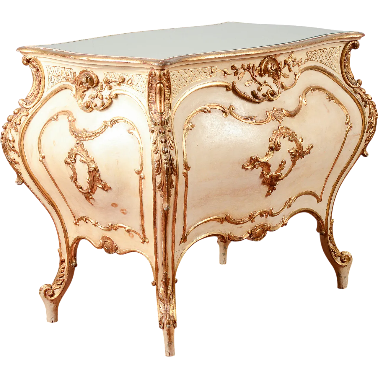 Cream and gold lacquered Venetian desk, 1950s 8