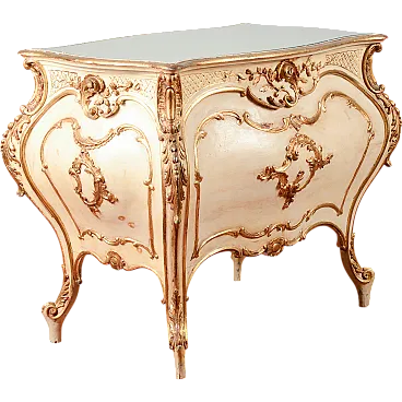 Cream and gold lacquered Venetian desk, 1950s