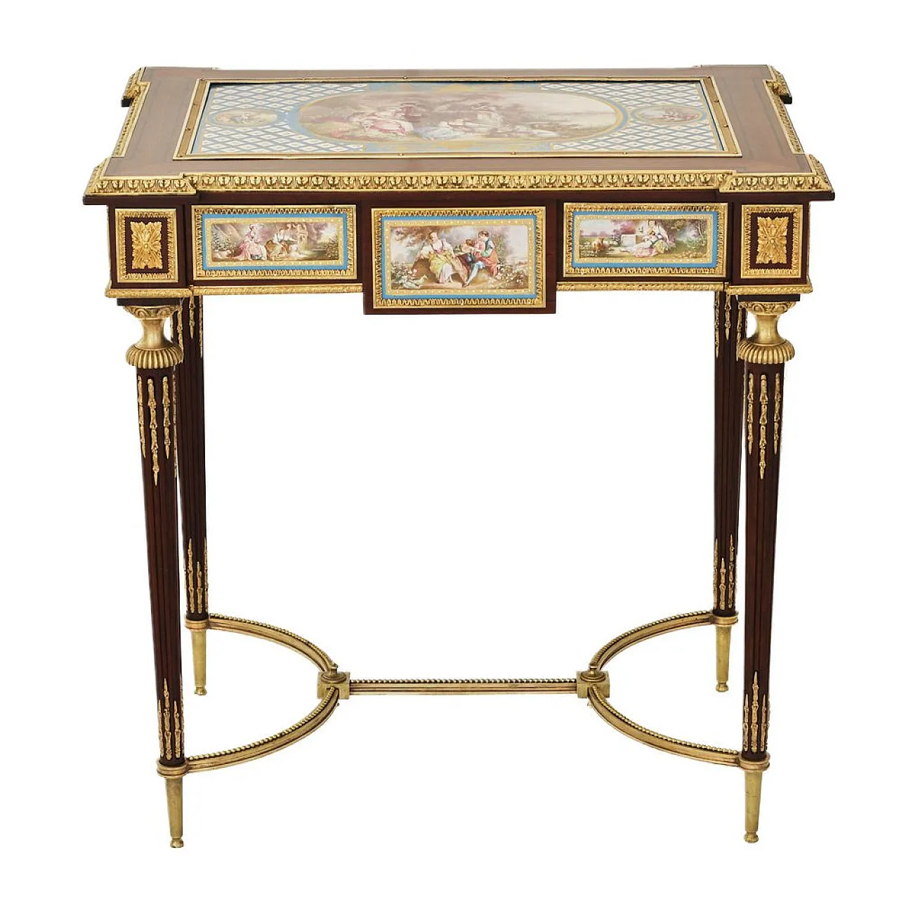 Table with gilded bronze decoration and porcelain panels, 19th century 1