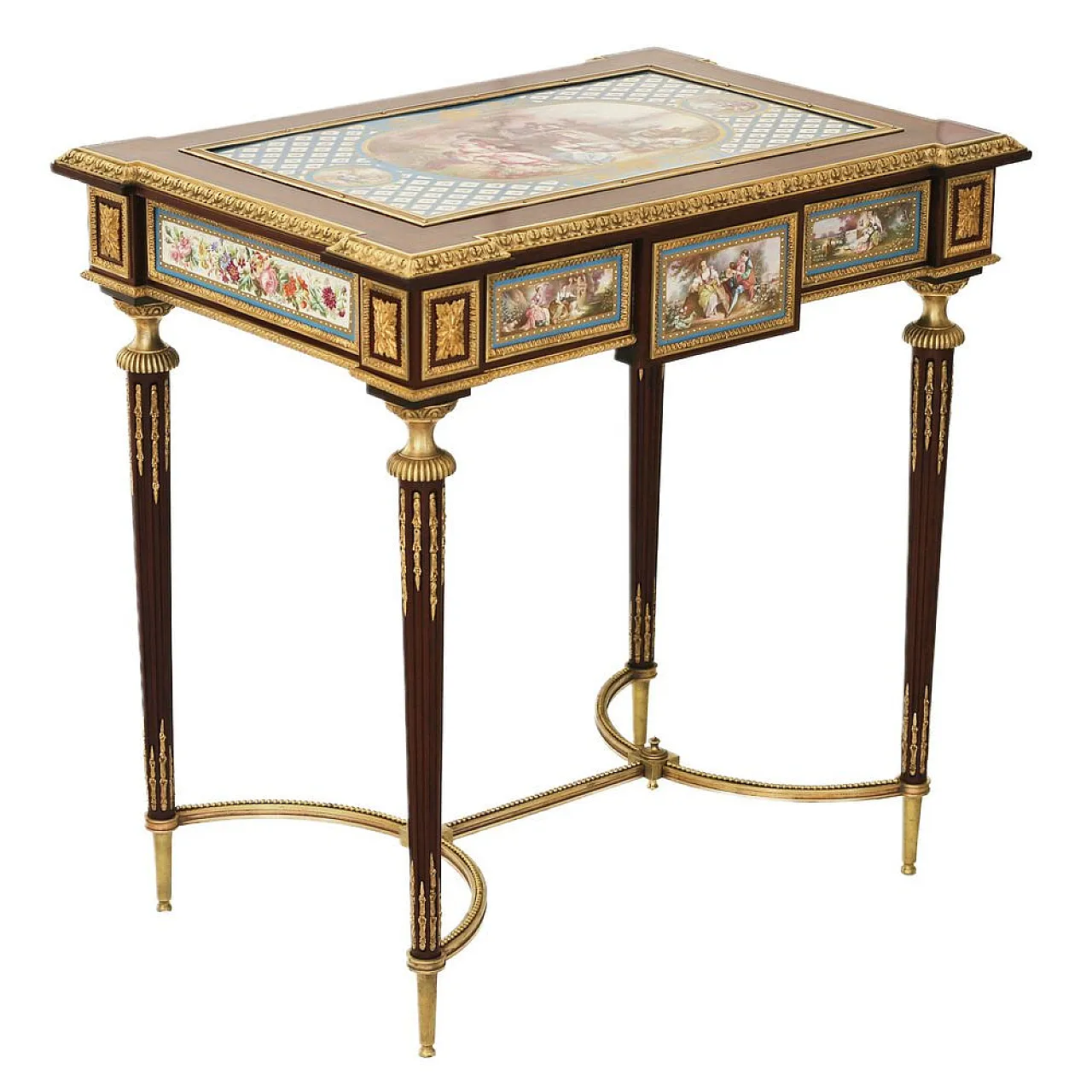 Table with gilded bronze decoration and porcelain panels, 19th century 2