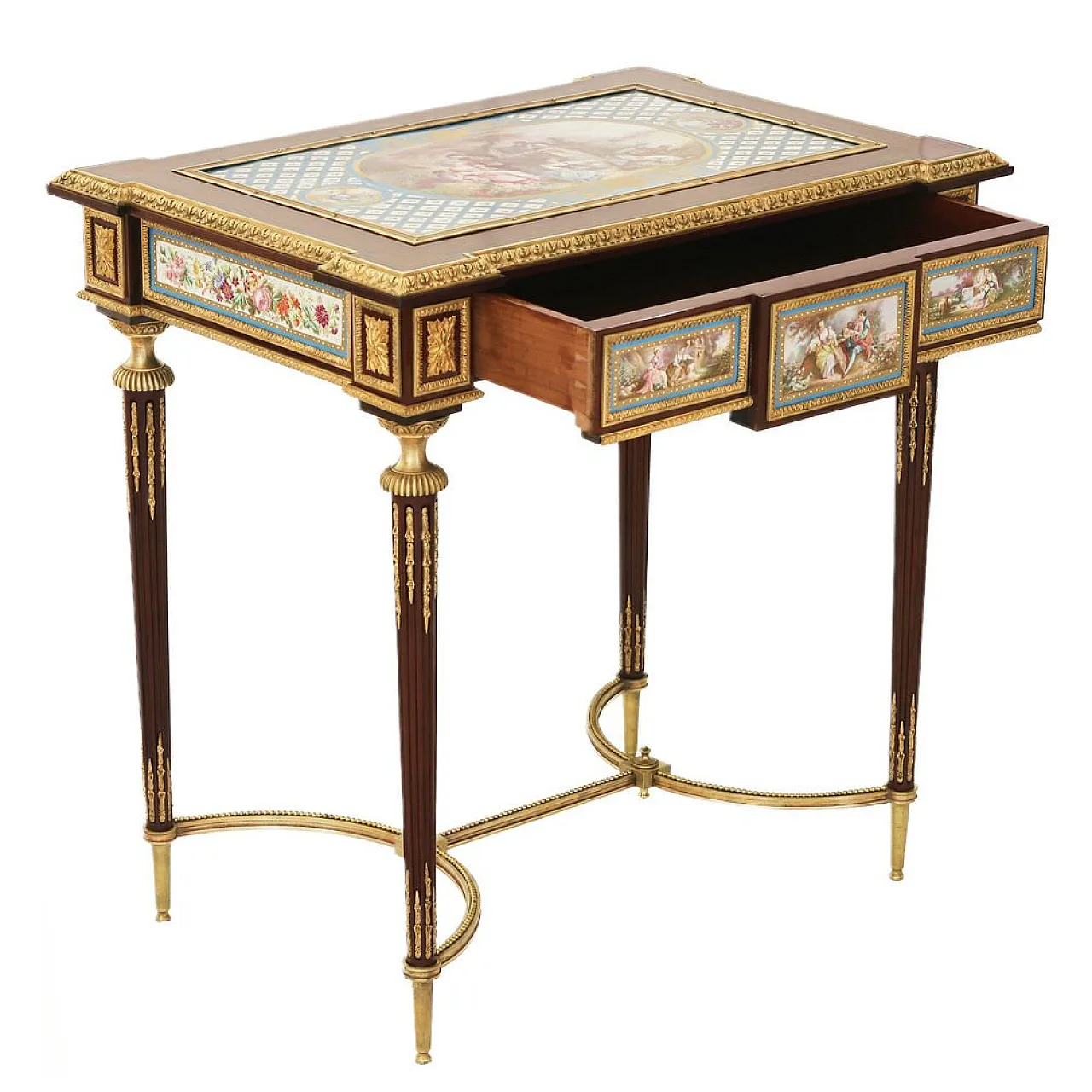 Table with gilded bronze decoration and porcelain panels, 19th century 3