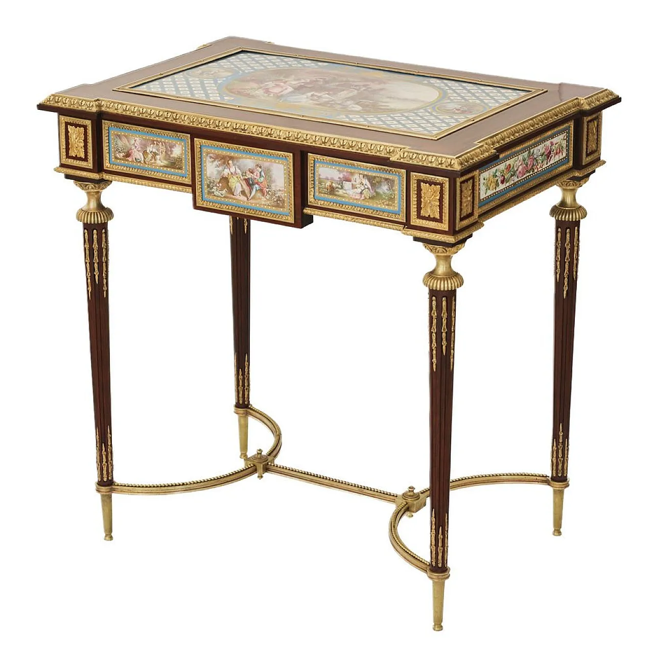 Table with gilded bronze decoration and porcelain panels, 19th century 4