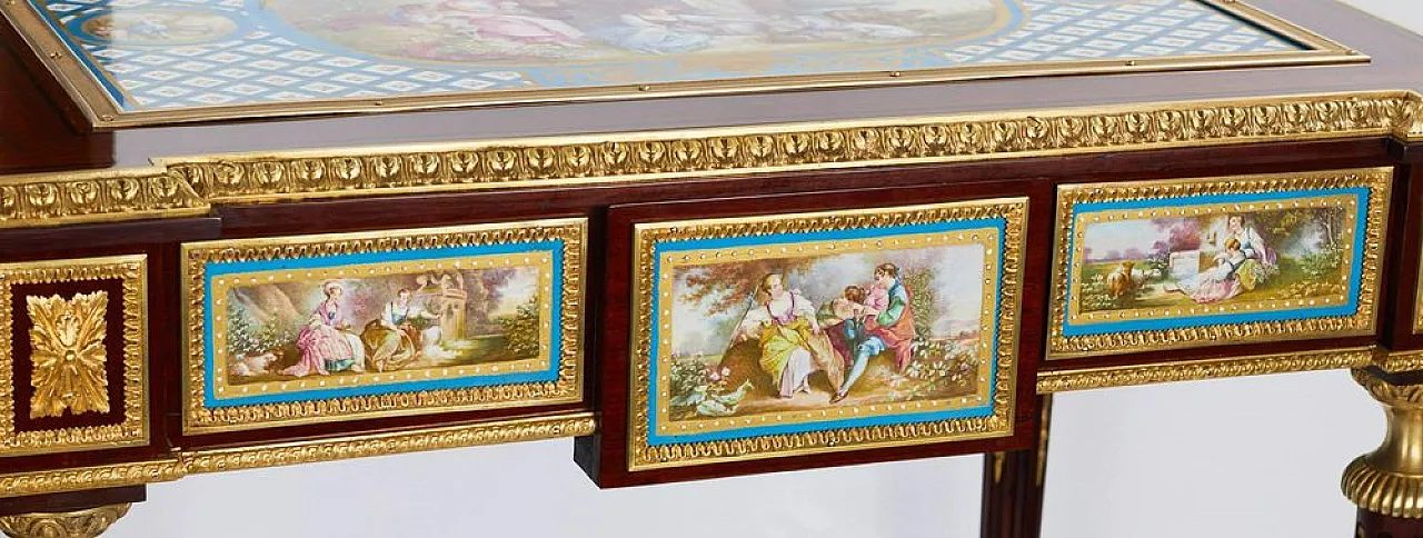 Table with gilded bronze decoration and porcelain panels, 19th century 10