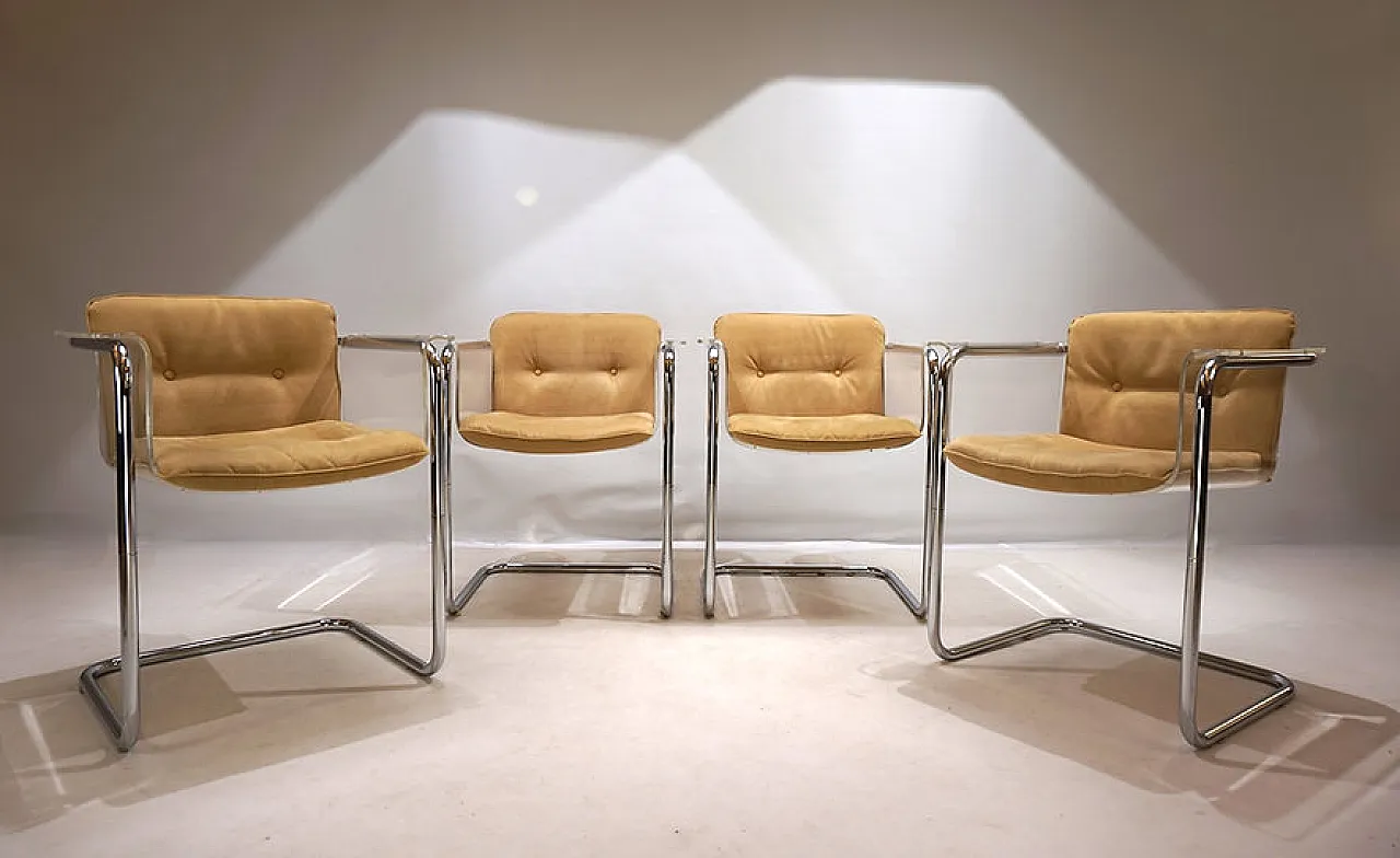 4 Tecta Plexiglas dining chairs by Hans Könecke, 1960s 10