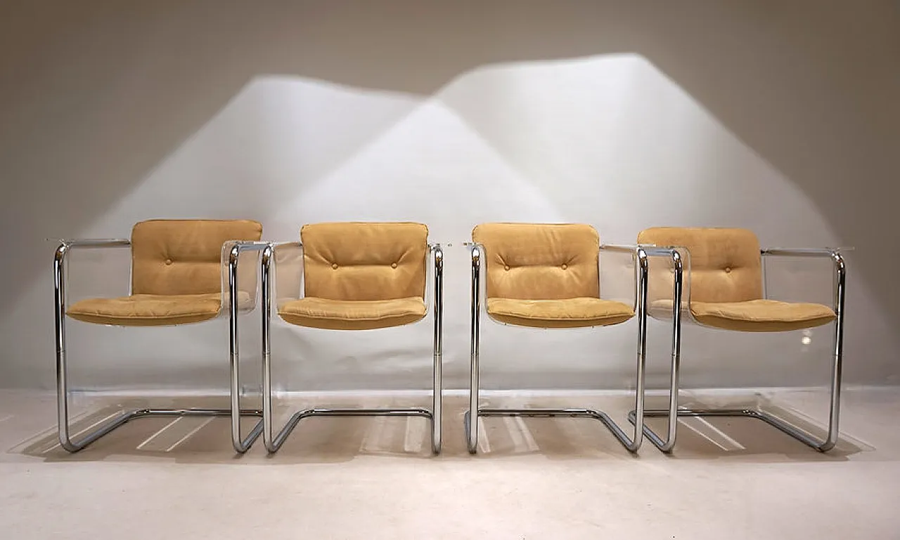 4 Tecta Plexiglas dining chairs by Hans Könecke, 1960s 12