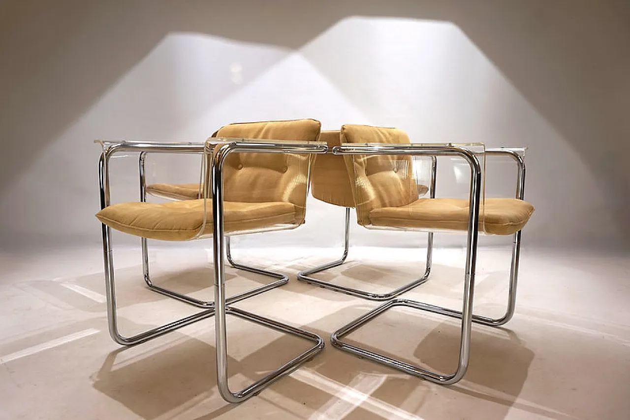 4 Tecta Plexiglas dining chairs by Hans Könecke, 1960s 14