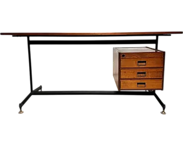 Teak wood desk with drawers, 1970s