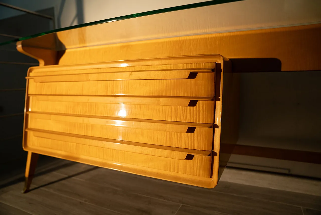 Wood and glass console table in the Vittorio Dassi style, 1960s 4